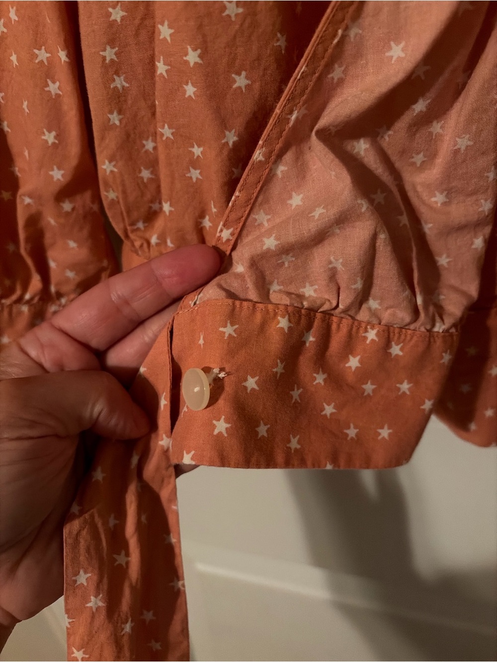 Madewell Rust-Orange Star Print Tie-Waist Blouse - Picture 3 of 5